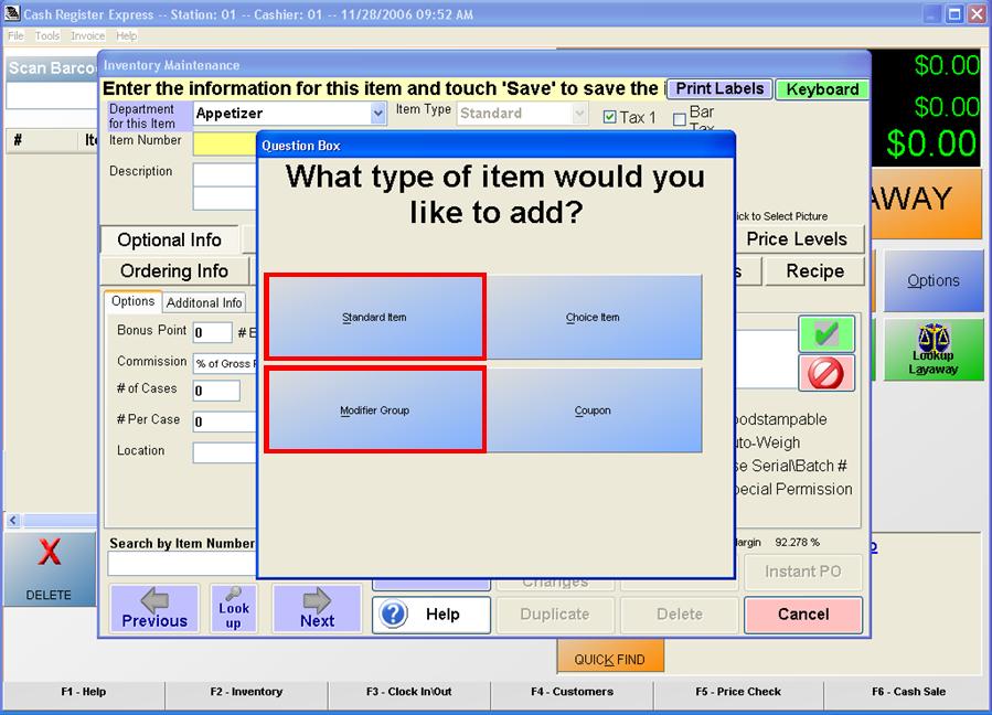 Type of Item